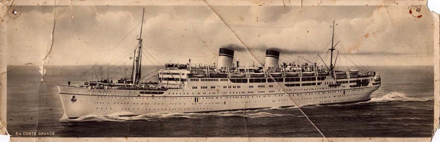 Cartolina panoramica della Nave Conte Grande