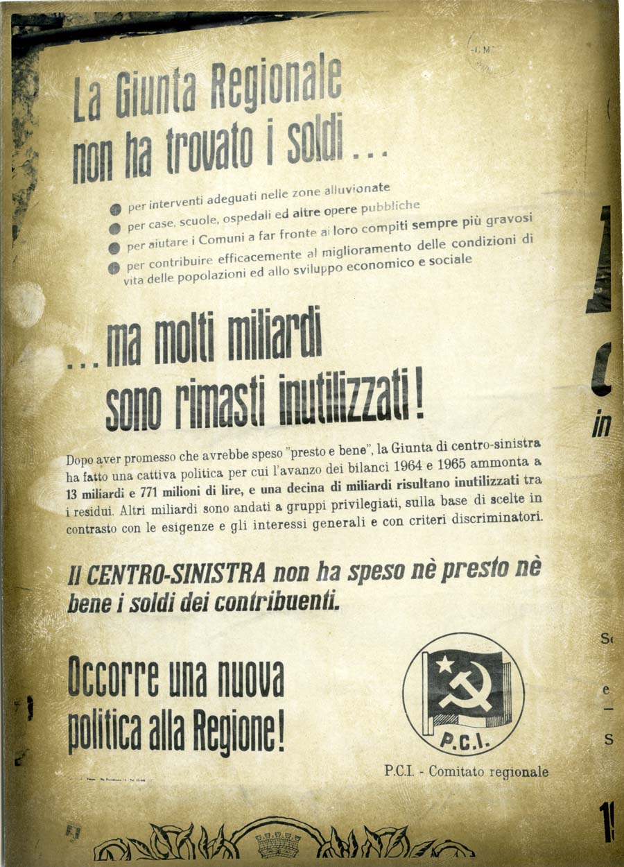Manifesti del P.C.I. sui conti consuntivi 1964 e 1965