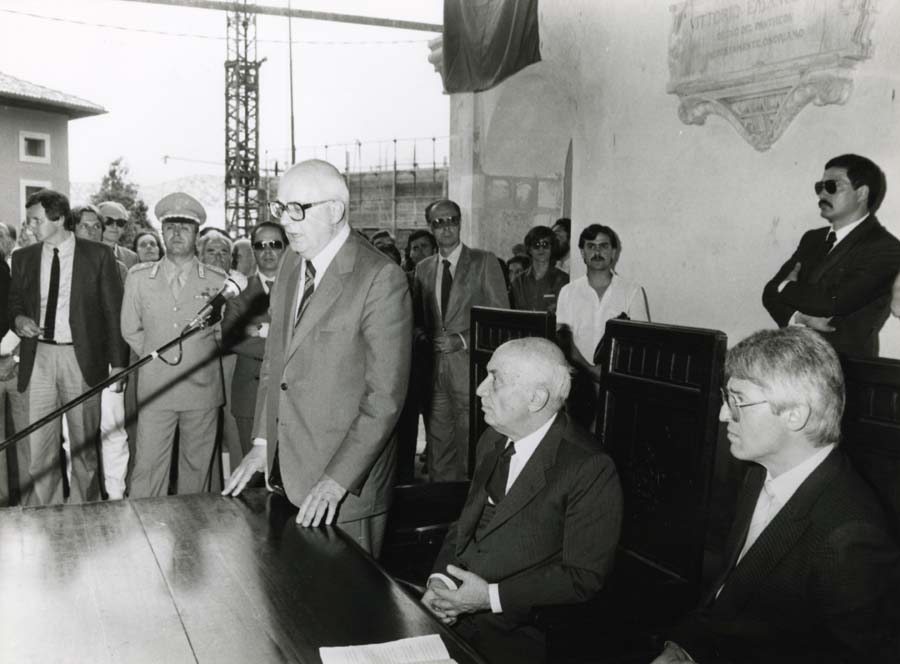 Visita di Amintore Fanfani in occasione del 7° anniversario del terremoto in Friuli