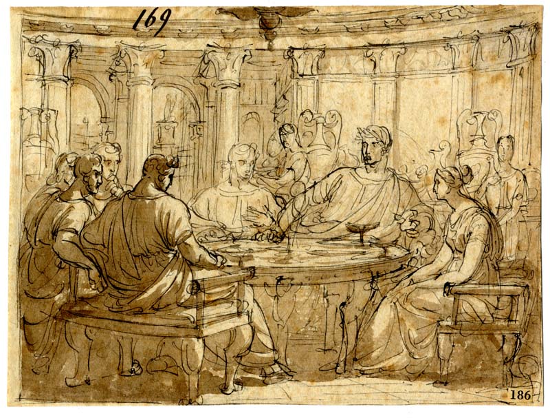 interno con figure: banchetto